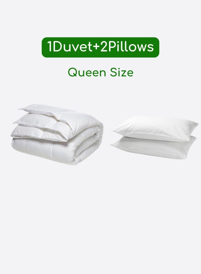 LUNA Home Bundle Deal: 1 Duvet Queen size 200*230cm and 2 Pillow 50*75cm.  – All Season Quilt Soft Luxury Down Alternative Filling – Box Quilted for Queen Bed - Image 2